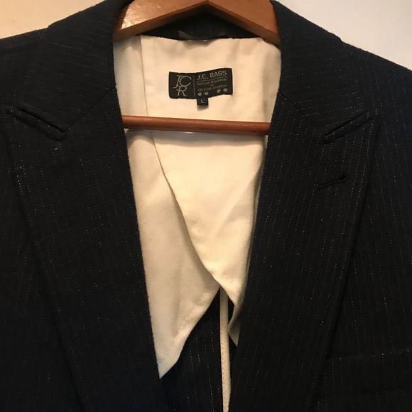 Never worn J.C. Rags Pinstripe Wool Blazer Tailored Fit Surgeon's Cuff Men L - Picture 8 of 11
